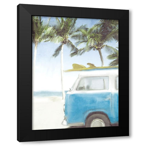Beach Van Black Modern Wood Framed Art Print with Double Matting by Allen, Kimberly