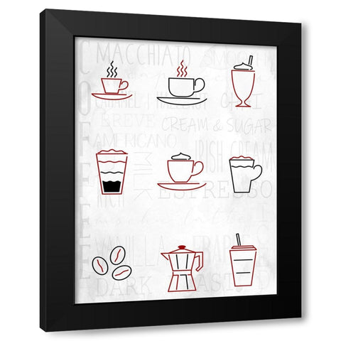 Coffee Chart Black Modern Wood Framed Art Print with Double Matting by Allen, Kimberly