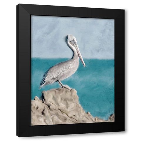 Pelican Perch Black Modern Wood Framed Art Print with Double Matting by Allen, Kimberly