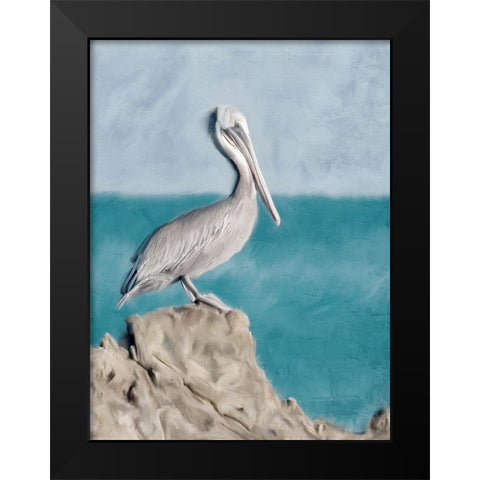 Pelican Perch Black Modern Wood Framed Art Print by Allen, Kimberly