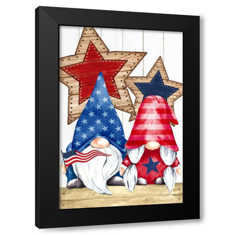 Patriotic Gnomes Black Modern Wood Framed Art Print by Allen, Kimberly