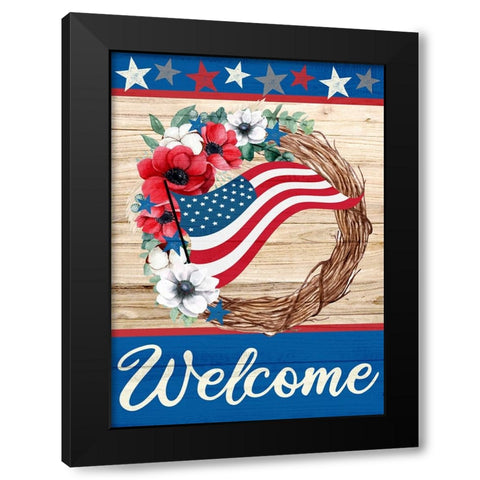 Patriotic Wreath Black Modern Wood Framed Art Print with Double Matting by Allen, Kimberly