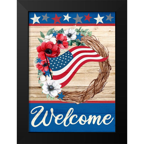 Patriotic Wreath Black Modern Wood Framed Art Print by Allen, Kimberly