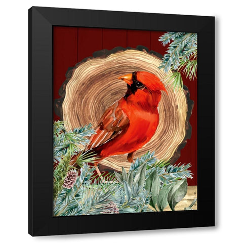Cardinal Wood Round Black Modern Wood Framed Art Print by Allen, Kimberly