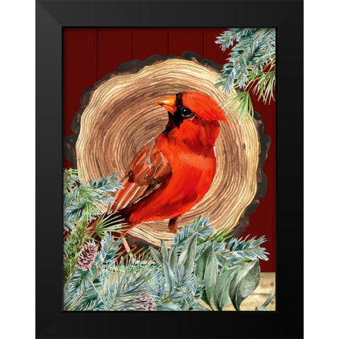 Cardinal Wood Round Black Modern Wood Framed Art Print by Allen, Kimberly