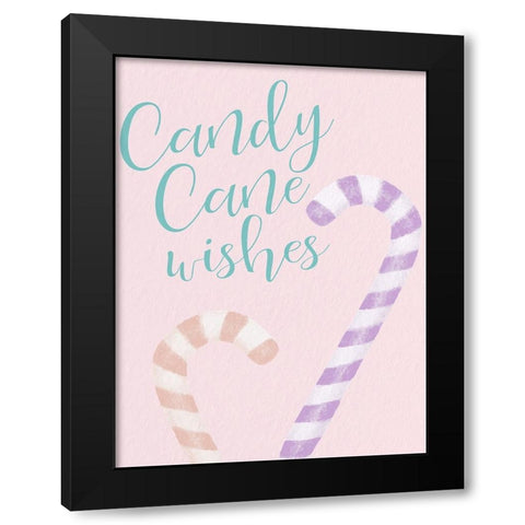 Candy Cane Wishes Pastel Black Modern Wood Framed Art Print with Double Matting by Allen, Kimberly