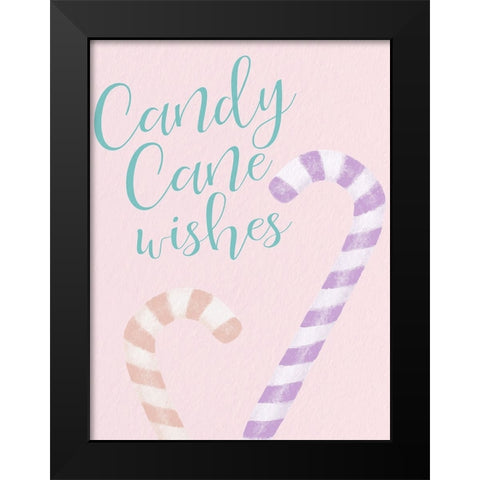 Candy Cane Wishes Pastel Black Modern Wood Framed Art Print by Allen, Kimberly