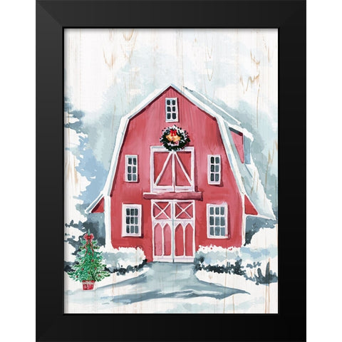 Merry Christmas Barn Black Modern Wood Framed Art Print by Allen, Kimberly