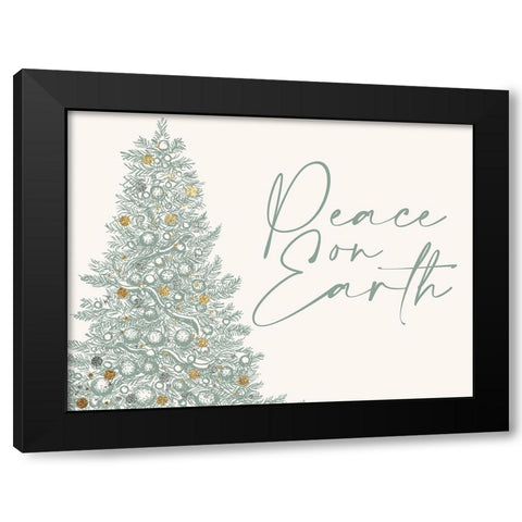 Peace On Earth Christmas Tree Black Modern Wood Framed Art Print by Allen, Kimberly