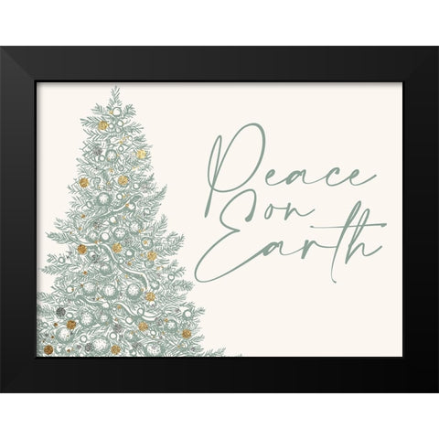 Peace On Earth Christmas Tree Black Modern Wood Framed Art Print by Allen, Kimberly