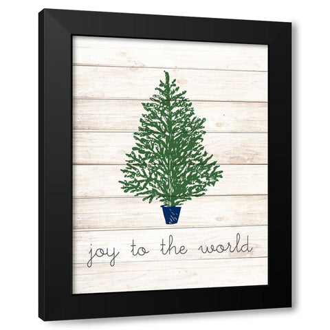 Joy To The World Christmas Tree Black Modern Wood Framed Art Print by Allen, Kimberly