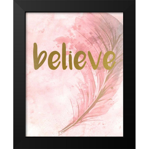 Pink Feathered 1 Black Modern Wood Framed Art Print by Allen, Kimberly