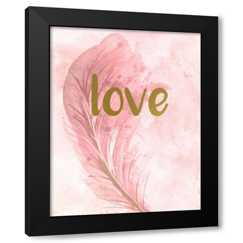 Pink Feathered 3 Black Modern Wood Framed Art Print with Double Matting by Allen, Kimberly