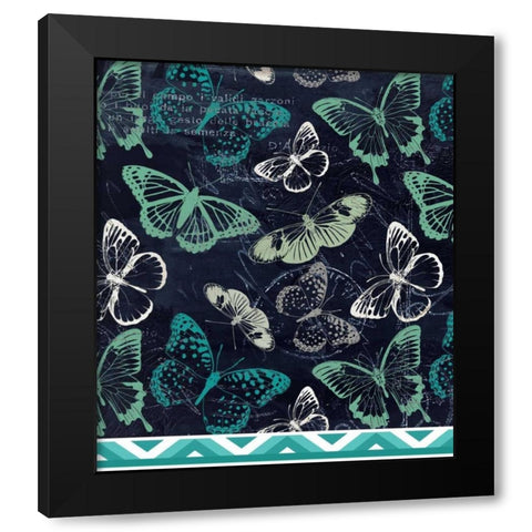 Butterflies and Chevron Black Modern Wood Framed Art Print with Double Matting by Allen, Kimberly