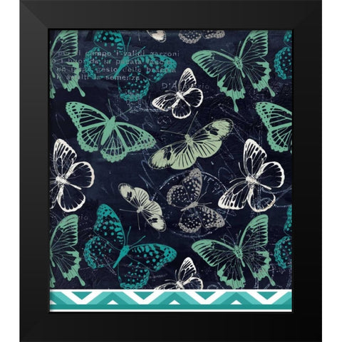Butterflies and Chevron Black Modern Wood Framed Art Print by Allen, Kimberly