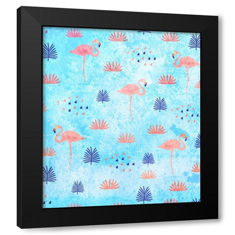 Flamingo Dance Black Modern Wood Framed Art Print with Double Matting by Allen, Kimberly