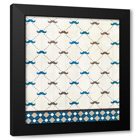 Mustache Blue Black Modern Wood Framed Art Print with Double Matting by Allen, Kimberly