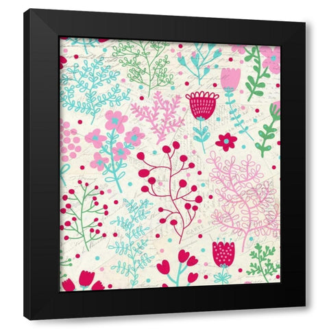 Postcard Pink Black Modern Wood Framed Art Print by Allen, Kimberly