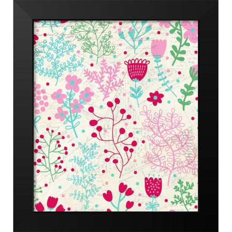Postcard Pink Black Modern Wood Framed Art Print by Allen, Kimberly