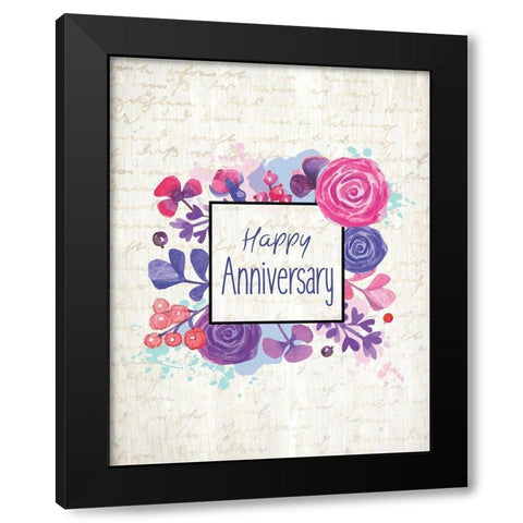 Happy Anniversary Letter Black Modern Wood Framed Art Print by Kimberly, Allen