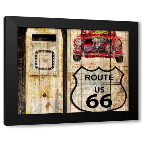Classic Car Route 66 Black Modern Wood Framed Art Print with Double Matting by Allen, Kimberly