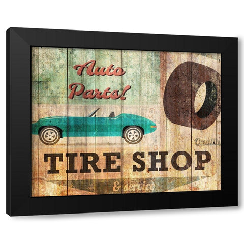 Tire Shop Black Modern Wood Framed Art Print with Double Matting by Kimberly, Allen
