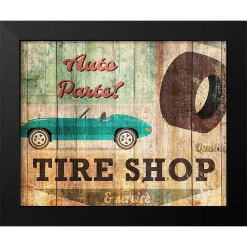 Tire Shop Black Modern Wood Framed Art Print by Kimberly, Allen
