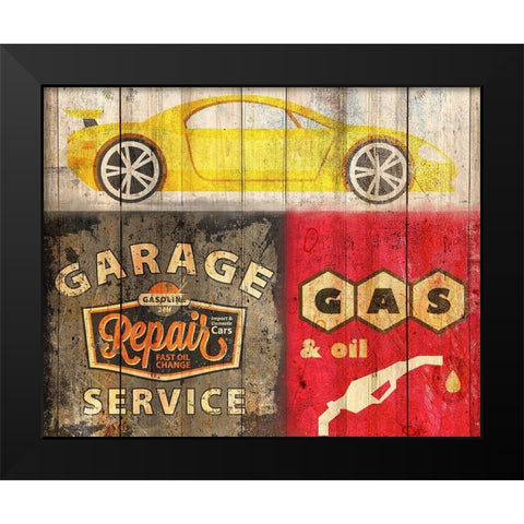 Garage Repair Black Modern Wood Framed Art Print by Kimberly, Allen