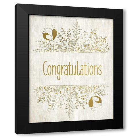 Congratulations Rustic Flowers Black Modern Wood Framed Art Print by Kimberly, Allen