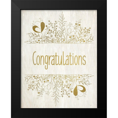 Congratulations Rustic Flowers Black Modern Wood Framed Art Print by Kimberly, Allen