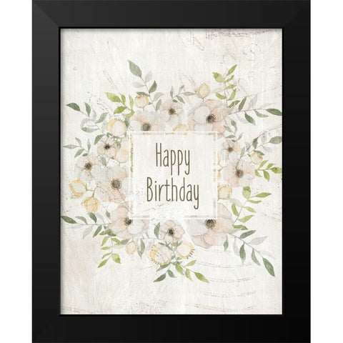 Happy Birthday Soft Black Modern Wood Framed Art Print by Kimberly, Allen