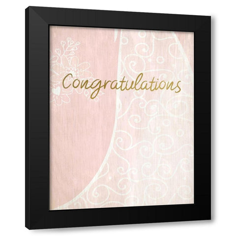 Congratulations Bride to Be Pink Black Modern Wood Framed Art Print by Kimberly, Allen