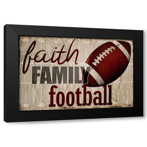 Faith Family Football Black Modern Wood Framed Art Print by Kimberly, Allen