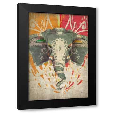 Elephant Splashes Black Modern Wood Framed Art Print by Kimberly, Allen