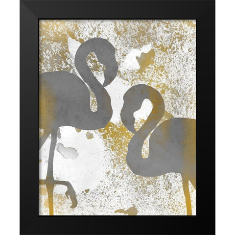 Gold Flamingos 1 Black Modern Wood Framed Art Print by Kimberly, Allen