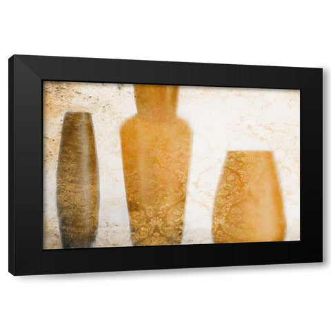 Vases in Orange Black Modern Wood Framed Art Print by Kimberly, Allen
