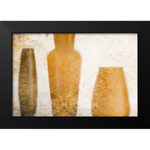 Vases in Orange Black Modern Wood Framed Art Print by Kimberly, Allen