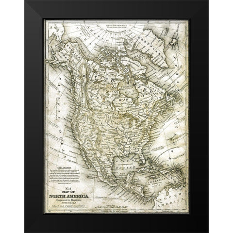 No 4 North America Map Black Modern Wood Framed Art Print by Kimberly, Allen