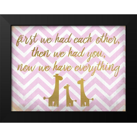 Everything Girl Giraffe Black Modern Wood Framed Art Print by Kimberly, Allen
