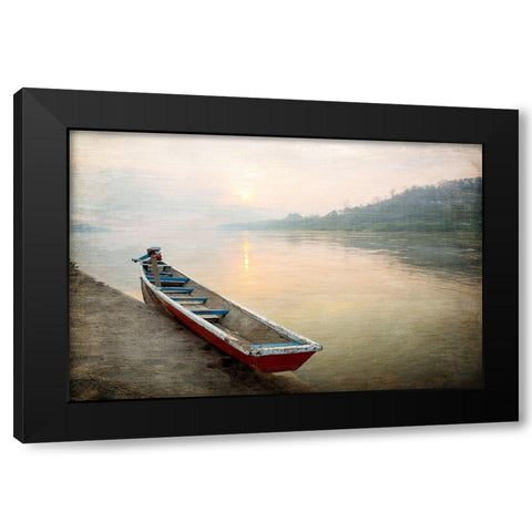 Sunset at the Lake Black Modern Wood Framed Art Print with Double Matting by Kimberly, Allen
