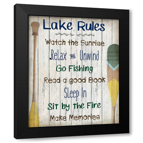 Lake Rules Black Modern Wood Framed Art Print by Kimberly, Allen
