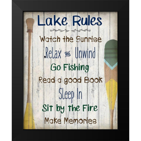Lake Rules Black Modern Wood Framed Art Print by Kimberly, Allen