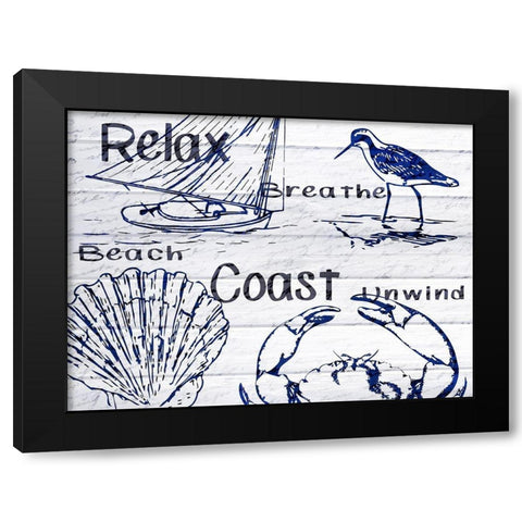 Beach Coast Black Modern Wood Framed Art Print with Double Matting by Kimberly, Allen