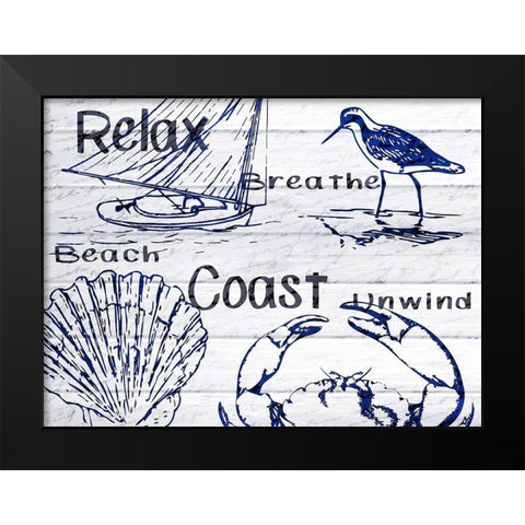 Beach Coast Black Modern Wood Framed Art Print by Kimberly, Allen