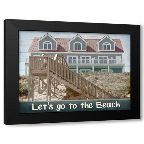 Beach House Day Black Modern Wood Framed Art Print by Kimberly, Allen