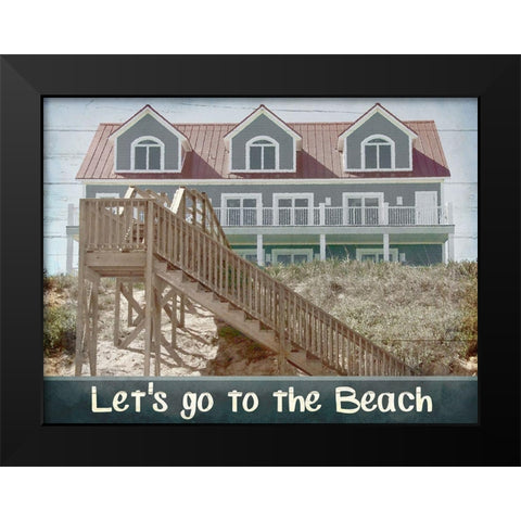 Beach House Day Black Modern Wood Framed Art Print by Kimberly, Allen