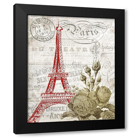 Paris Script Series 1 Black Modern Wood Framed Art Print with Double Matting by Kimberly, Allen