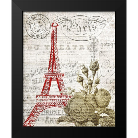 Paris Script Series 1 Black Modern Wood Framed Art Print by Kimberly, Allen