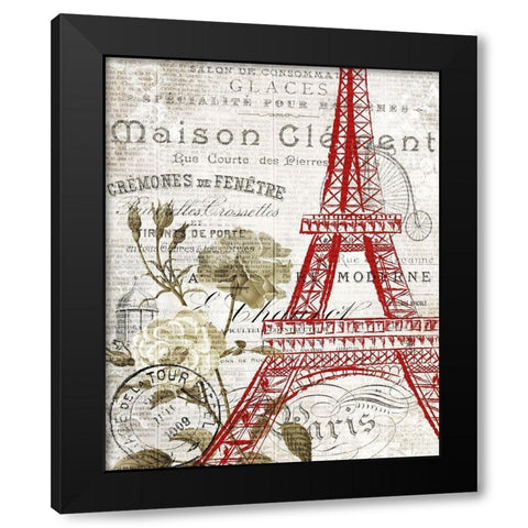 Paris Script Series 2 Black Modern Wood Framed Art Print with Double Matting by Kimberly, Allen