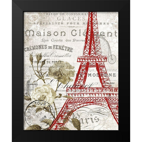 Paris Script Series 2 Black Modern Wood Framed Art Print by Kimberly, Allen